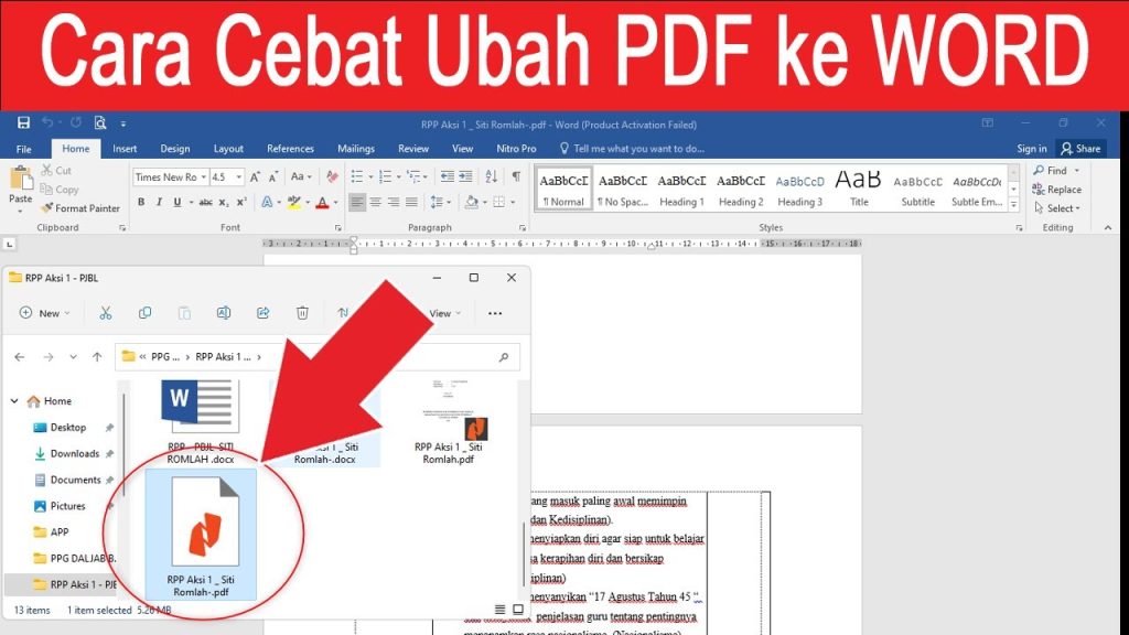 cara mengubah dari fdf ke word