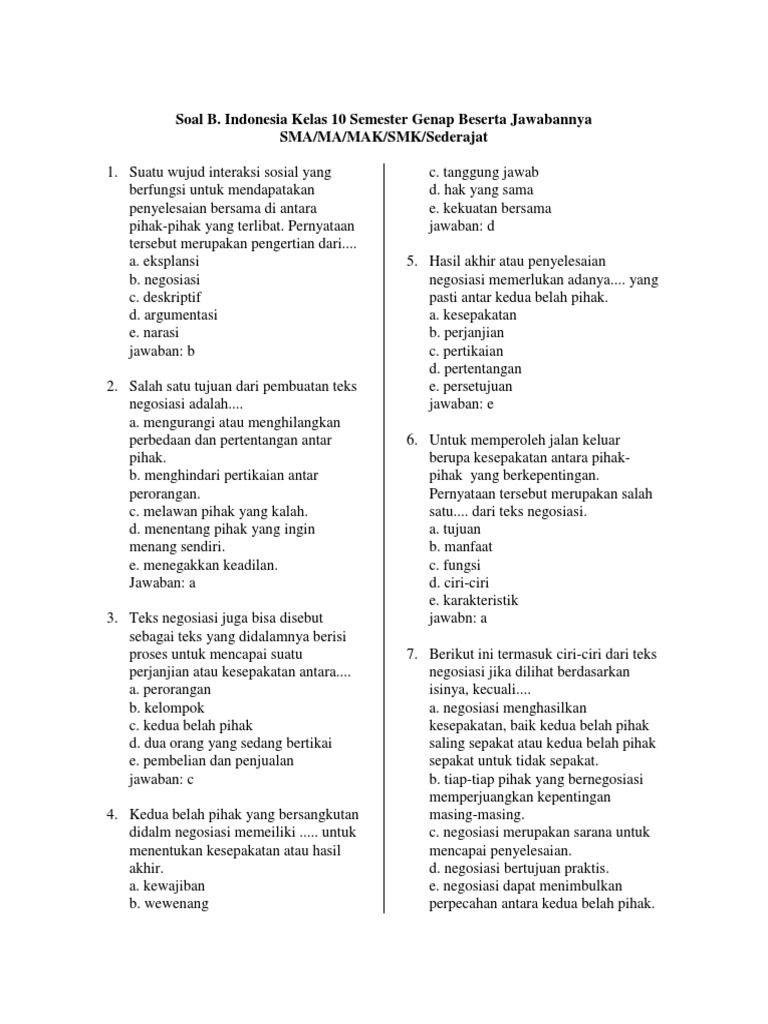 26 Soal Bahasa Indonesia Kelas 10 Semester 2 Essay Bahasa belanda