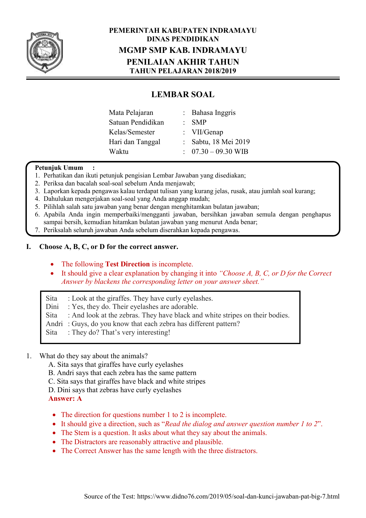 Soal Bahasa Inggris Pilihan Ganda Homecare24 - Free Word Template Soal Bahasa Inggris Pilihan Ganda Homecare24 - Free Word Template