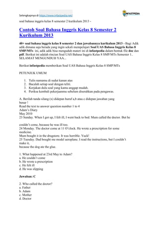 5 Contoh Soal Essay Bahasa Inggris Kelas 8 Semester 1 Beserta Kunci Jawaban Lengkap