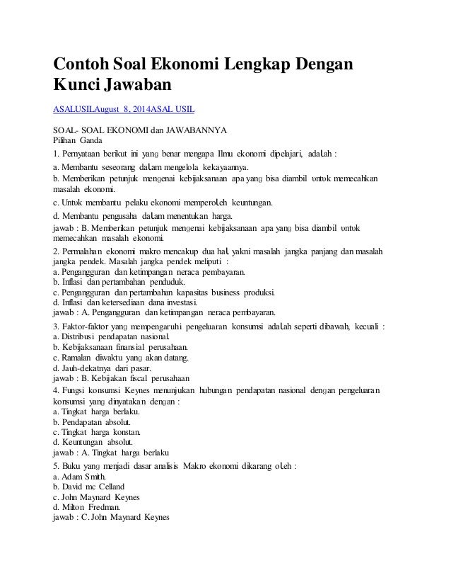 10 Contoh Soal Essay dan Jawaban Ekonomi Kelas XI Semester 1 yang Wajib Kamu Kuasai Sebelum Ujian