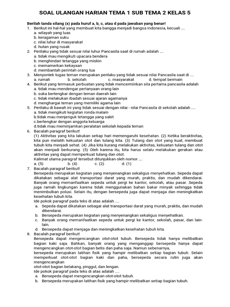 15 Contoh Soal Essai Kelas 5 Tema 1 Subtema 2 Ternyata Bisa Mengasah Logika Anak Sebelum Terlambat