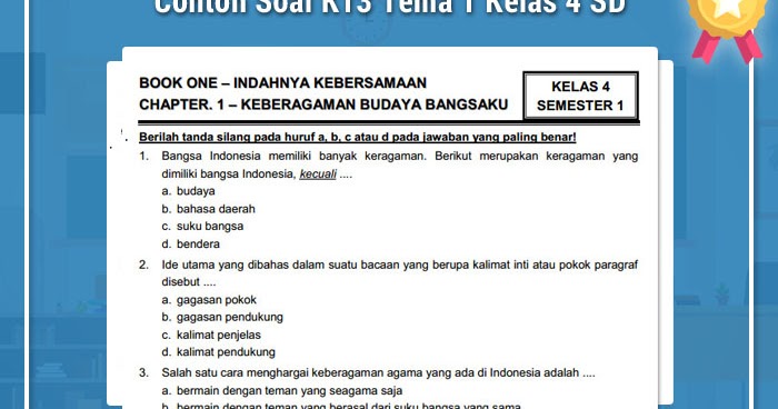 7 Contoh Soal Ulangan Harian Tema 1 Kelas 4 SD yang Ternyata Bikin Nilai Meningkat 7 Contoh Soal Ulangan Harian Tema 1 Kelas 4 SD yang Ternyata Bikin Nilai Meningkat