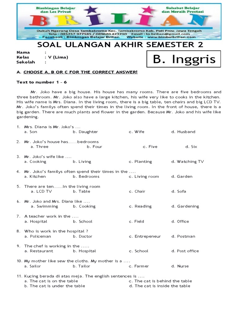7 Rahasia Menguasai Contoh Soal UKK Bahasa Inggris Kelas 5 SD Semester 2 2026 Terlambat 7 Rahasia Menguasai Contoh Soal UKK Bahasa Inggris Kelas 5 SD Semester 2 2026 Terlambat