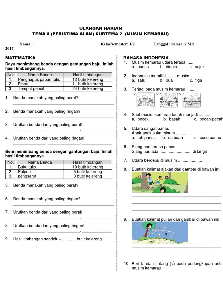 7 Tips Mudah Contoh Soal Ulangan Hariantematik Kelas 1 Tema 8 Subtema 4 Bantu Anak Cerdas 7 Tips Mudah Contoh Soal Ulangan Hariantematik Kelas 1 Tema 8 Subtema 4 Bantu Anak Cerdas