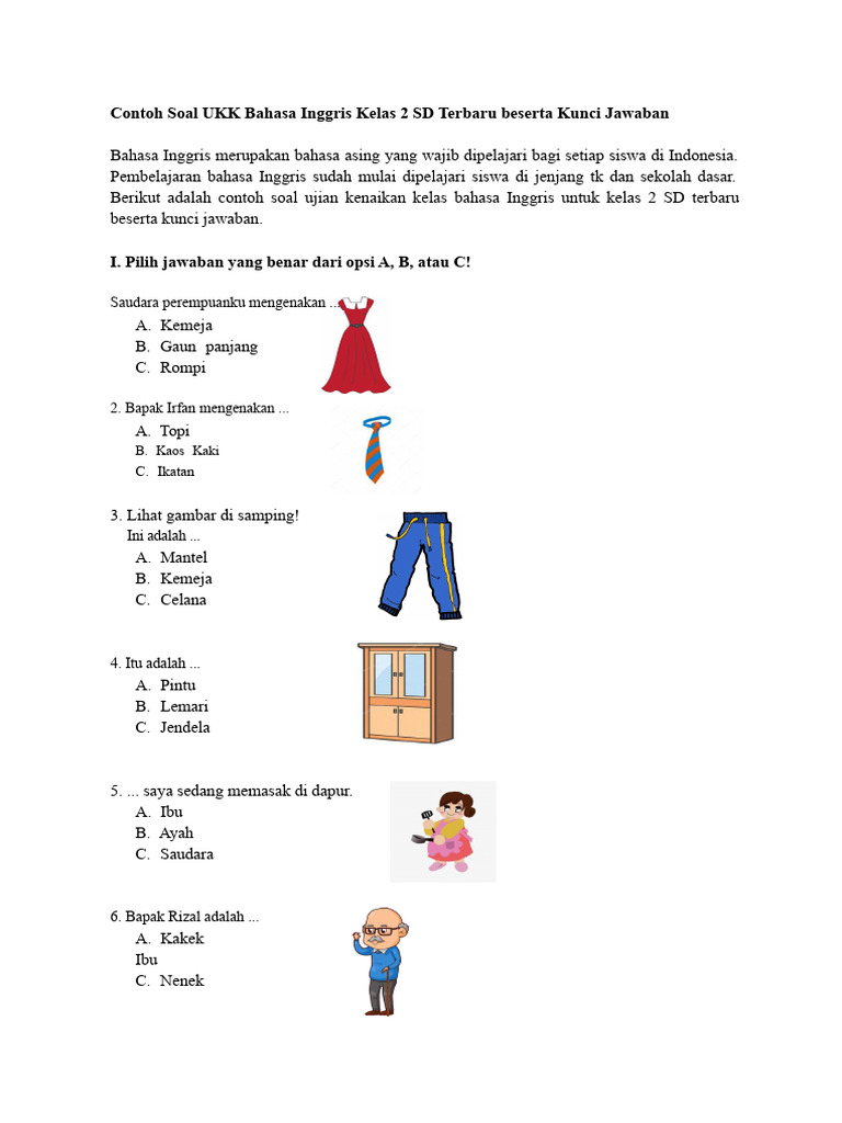 Rahasia Contoh Soal UKK Bahasa Inggris Kelas 2 SD yang Wajib Diketahui Sebelum Ujian Mulai