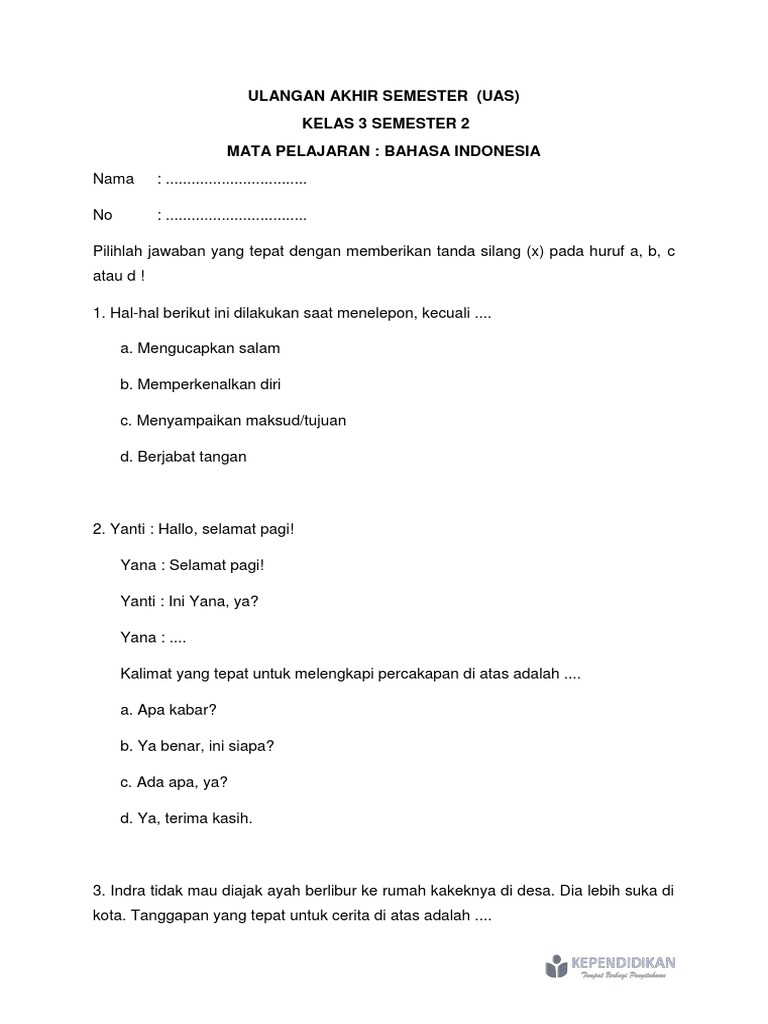 Terbukti Mudah 5 Cara Kuasai contoh soal ukk bahasa indonesia ktsp kelas 3 semester 2