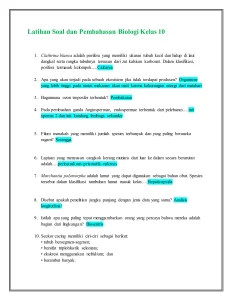 Latihan Soal dan Pembahasan Biologi Kelas 10 DOCX