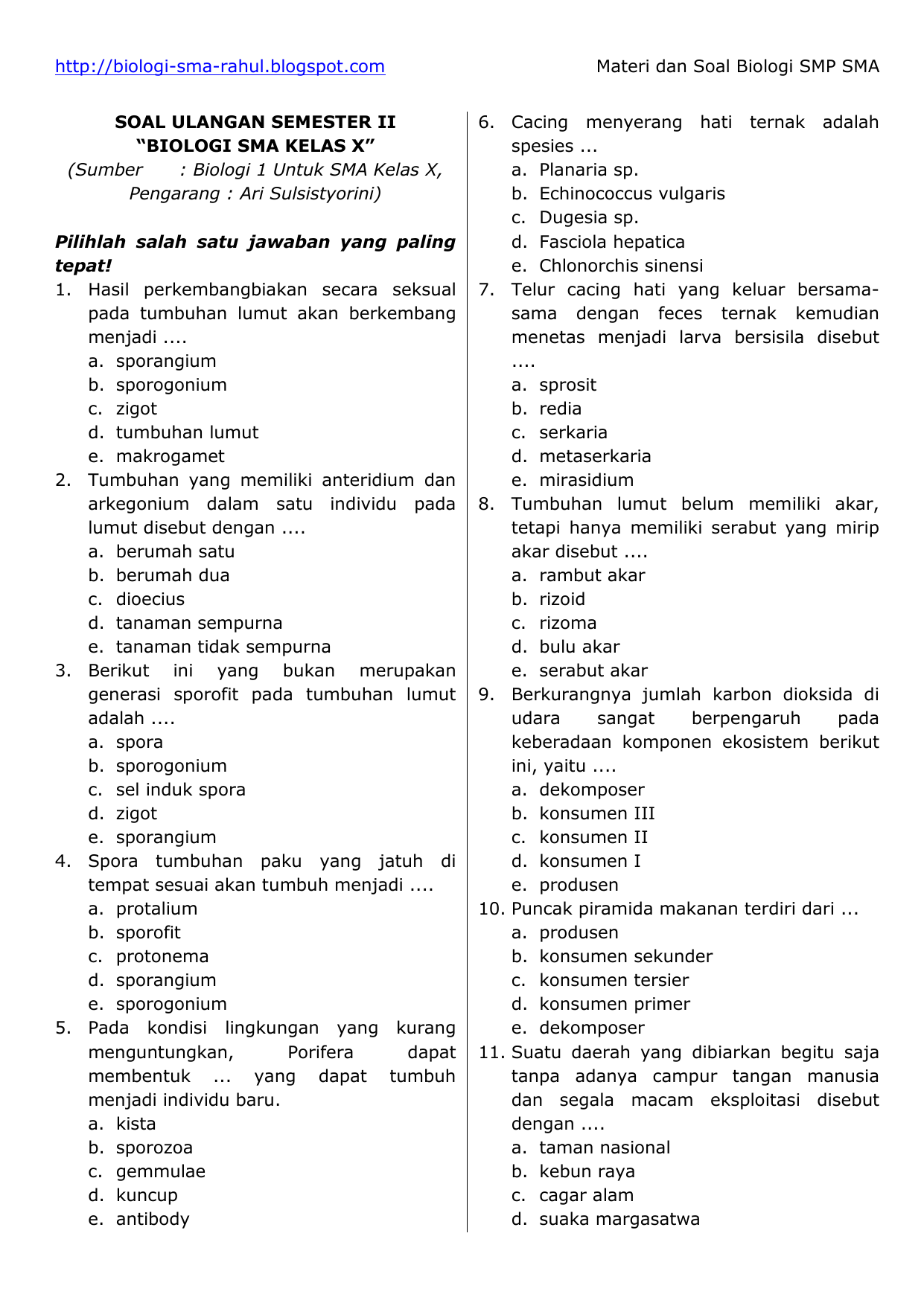 Contoh Soal Biologi Kelas 10 Semester 1 Dalchaebi Contoh Soal Biologi Kelas 10 Semester 1 Dalchaebi
