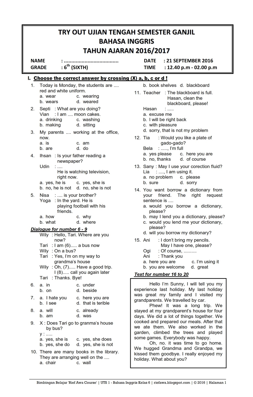 Ternyata Ini Dia Contoh Soal UKK Bahasa Inggris Kelas 5 Semester 2 yang Wajib Dikuasai Sebelum Ujian