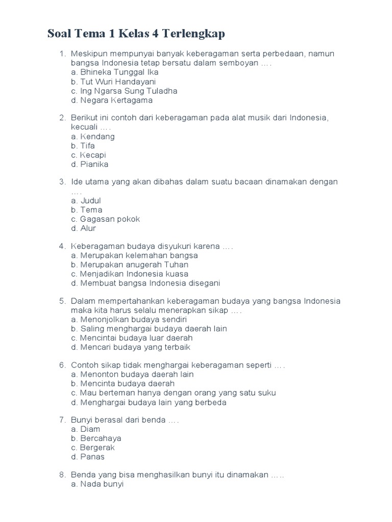 7 Rahasia Menguasai Contoh Soal Tema1 Kelas 4 K13 Tahun 2026 yang Jarang Diketahui