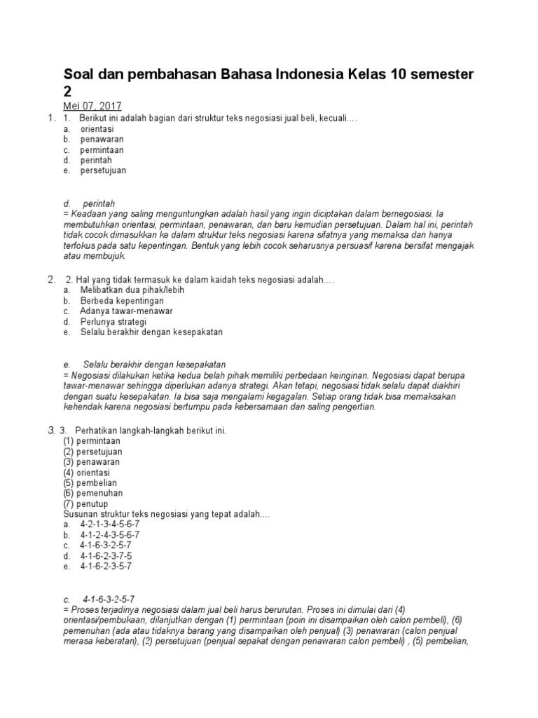 Akhirnya 5 Contoh Soal UKK Bahasa Indonesia Kelas 10 Semester 2 yang Wajib Kuasai!