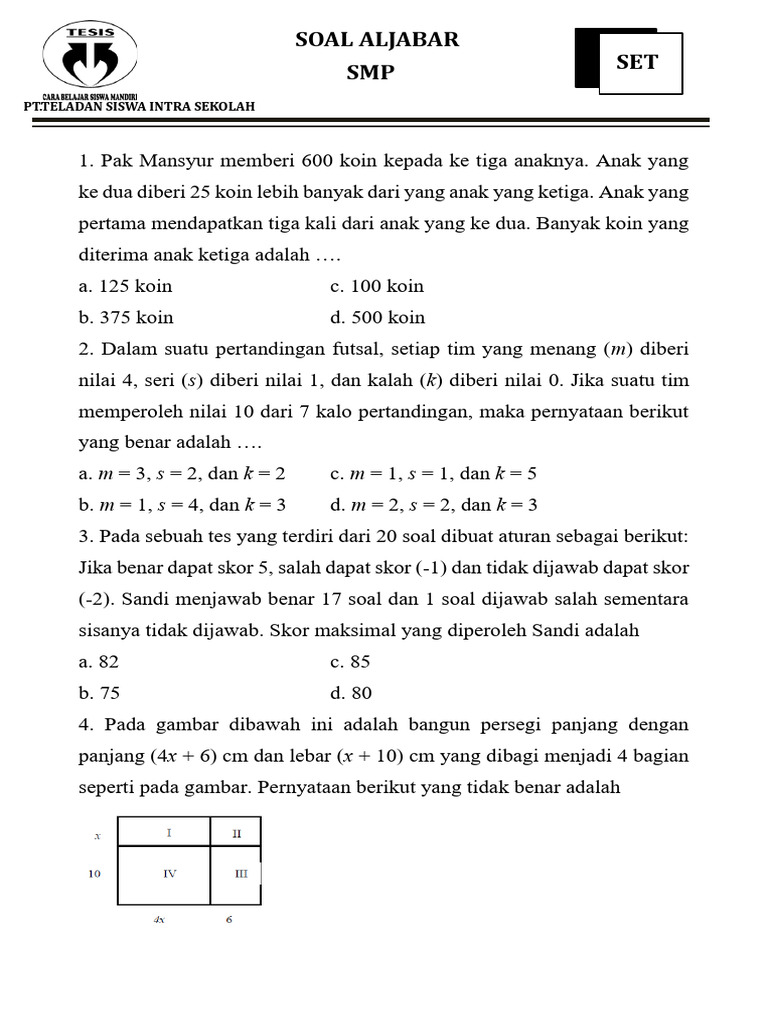 Rahasia Cepat Menjawab Soal Aljabar Kelas 8 Semester 1 Agar Nilai Matematika Melejit