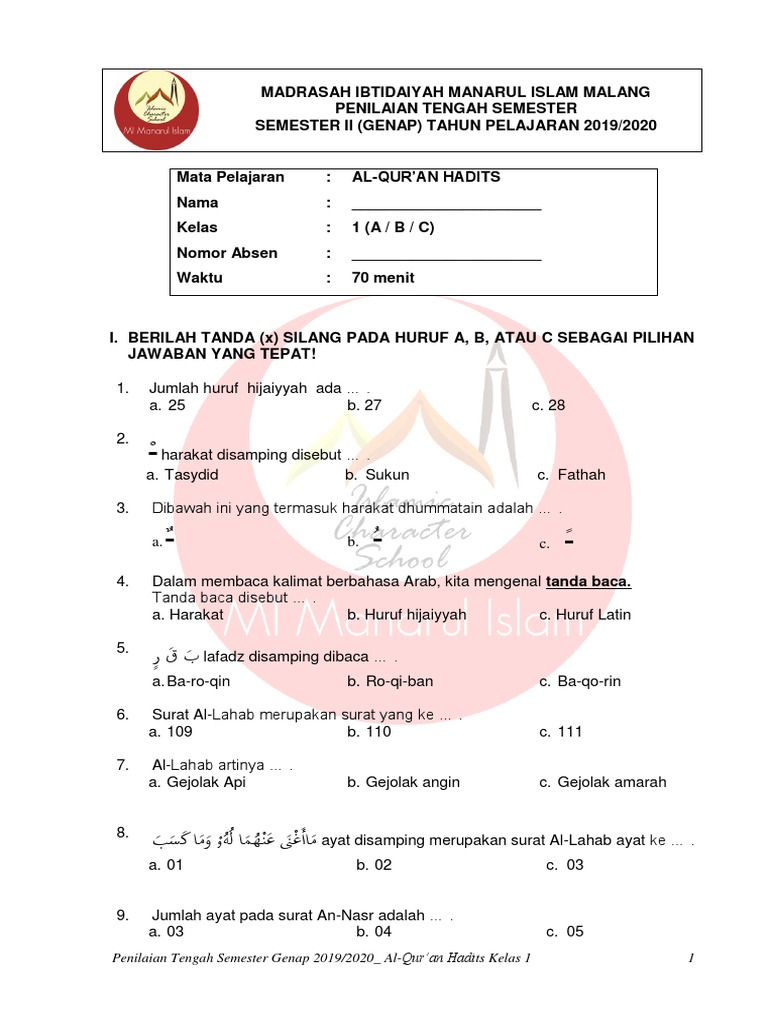 Rahasia Lulus Ujian Soal Al-Qur’an Hadits Kelas 1 SMK Semester 1 yang Wajib Tahu Rahasia Lulus Ujian Soal Al-Qur’an Hadits Kelas 1 SMK Semester 1 yang Wajib Tahu