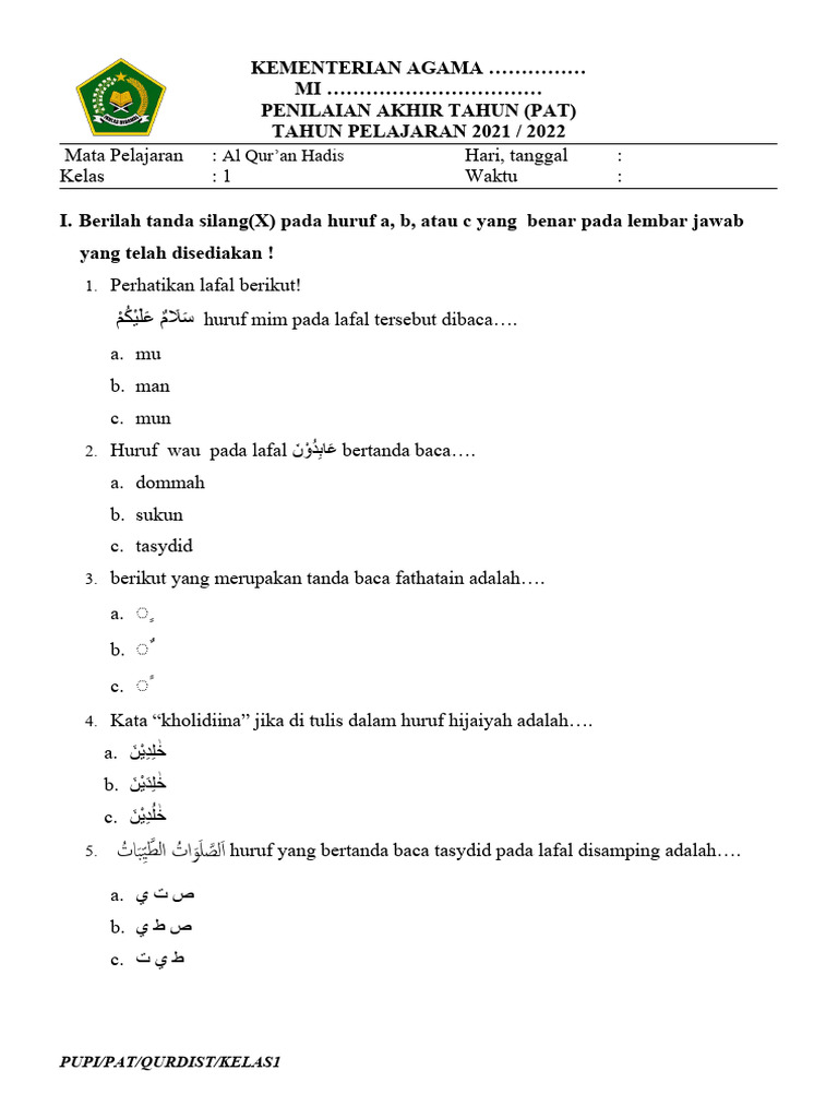 Rahasia Skor Sempurna Kerjakan Soal Alquran Hadits Kelas 1 MI Semester 1 Kurikulum 13 Rahasia Skor Sempurna Kerjakan Soal Alquran Hadits Kelas 1 MI Semester 1 Kurikulum 13