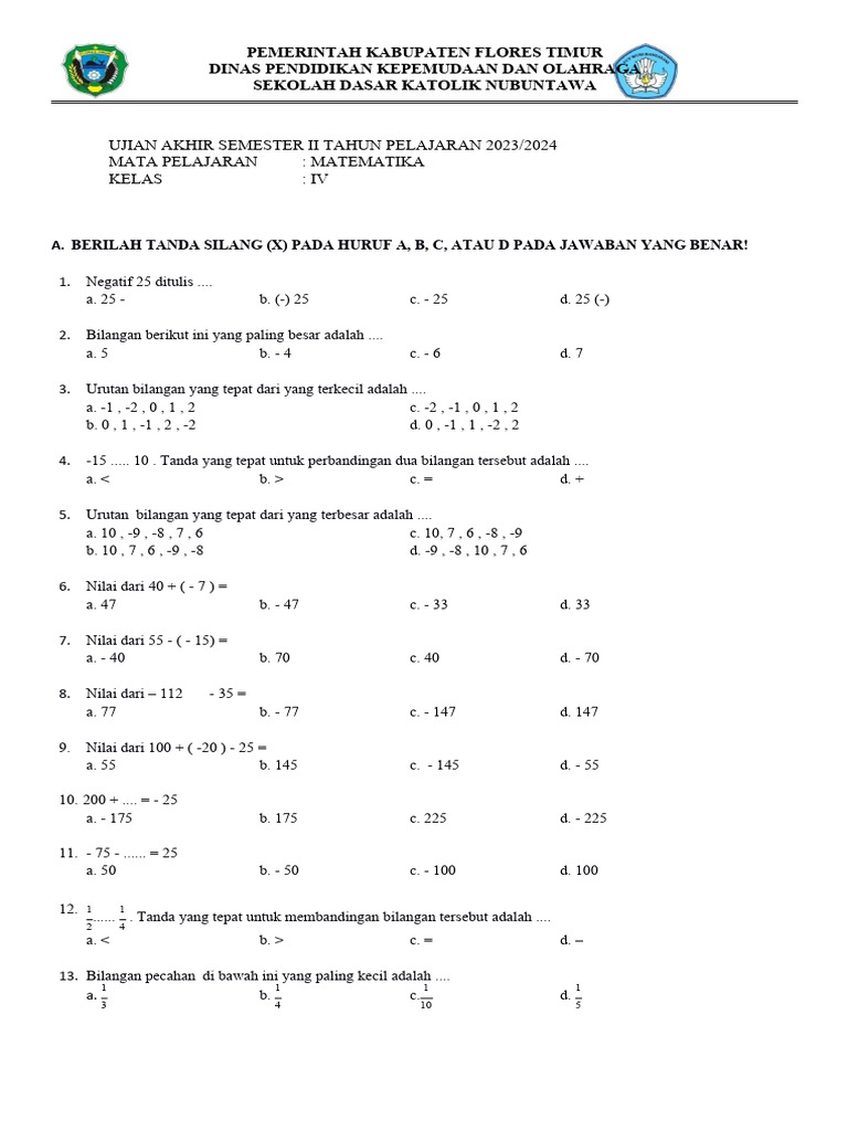 Wajib Tahu Bocoran Soal Soal UAS Mat Kelas 4 Semester 2 Kurikulum 2013 Agar Nilai Sempurna Wajib Tahu Bocoran Soal Soal UAS Mat Kelas 4 Semester 2 Kurikulum 2013 Agar Nilai Sempurna